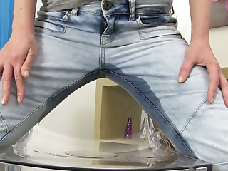 Pissing,Blonde,Jeans,Solo,Strip,Beautiful,Shaved
